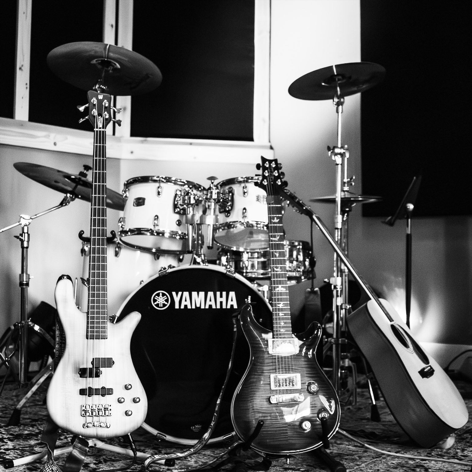 Band instruments on stage